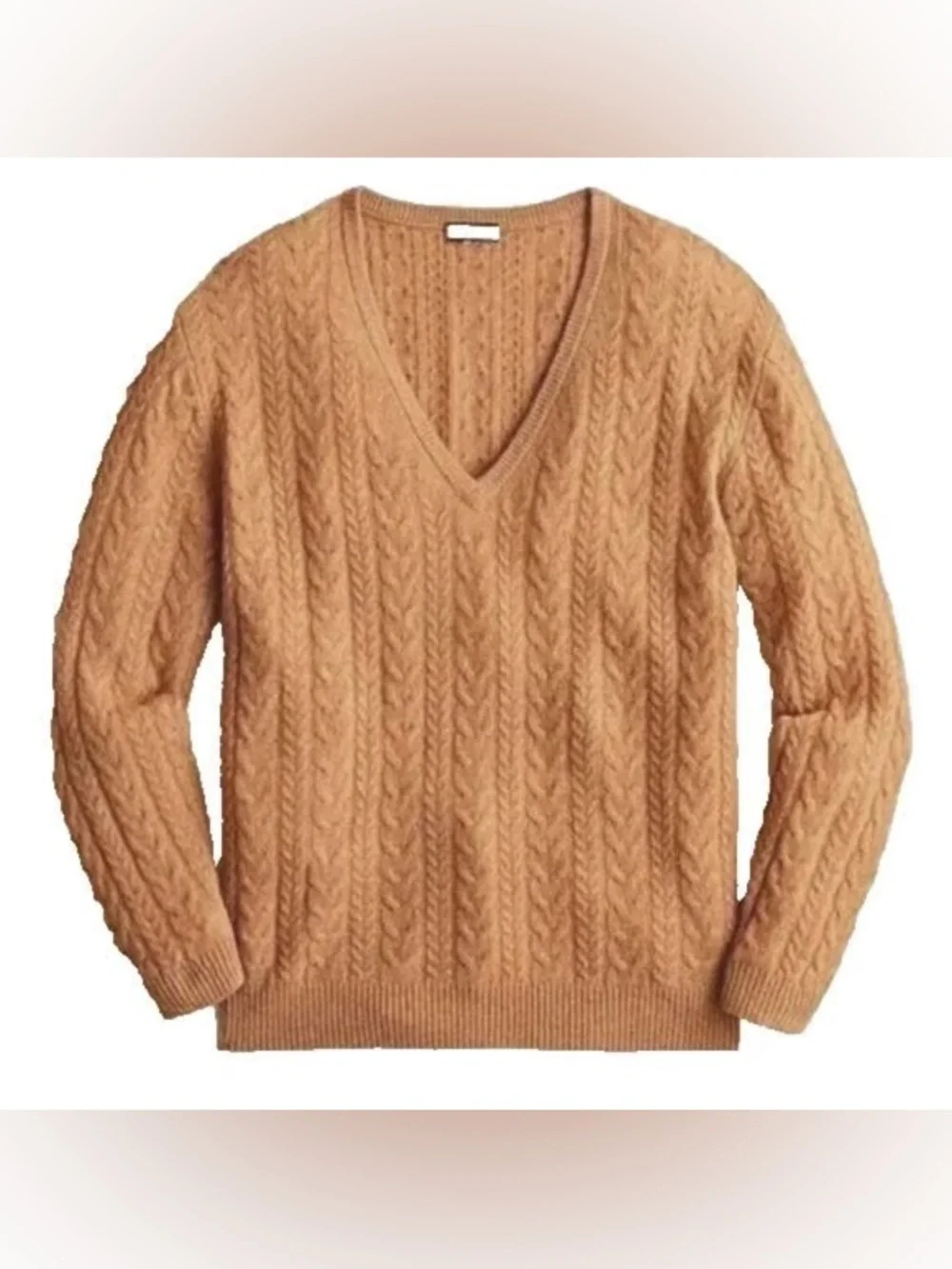 J. Crew Cashmere Cable-knit Relaxed V-neck Sweater in Heather Acorn
